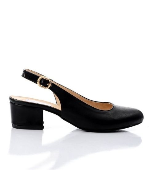 XO Style Faux Leather Heel Shoes For Women - Black