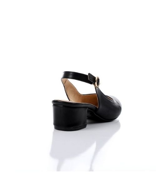 XO Style Faux Leather Heel Shoes For Women - Black