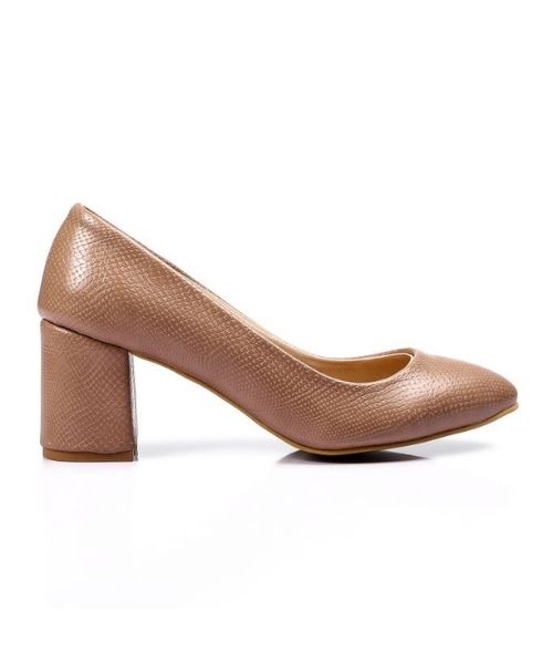 XO Style Faux Leather Heel Shoes For Women - Cafe