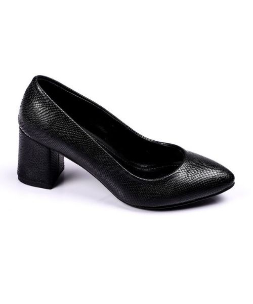 XO Style Faux Leather Heel Shoes For Women - Black