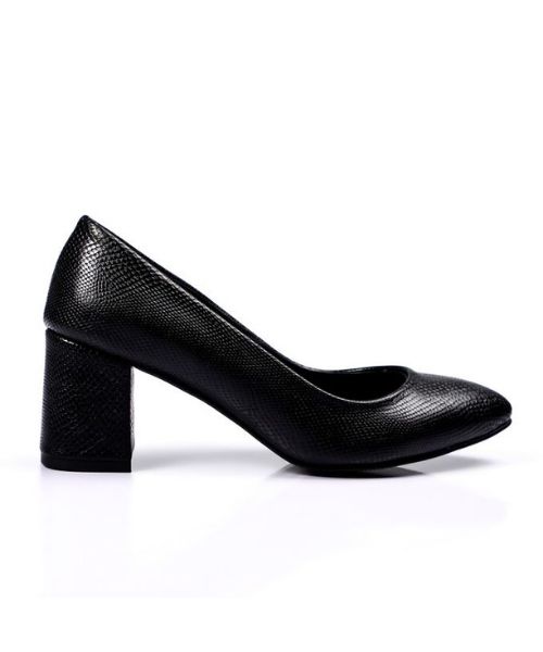 XO Style Faux Leather Heel Shoes For Women - Black