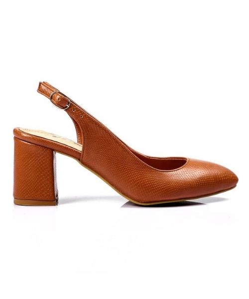 XO Style Faux Leather Heel Shoes For Women - Havana