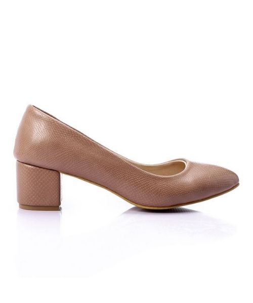 XO Style Faux Leather Heel Shoes For Women - Cafe
