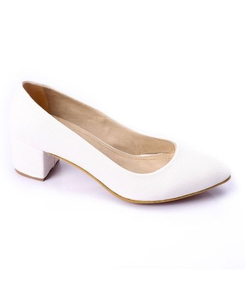 XO Style Faux Leather Heel Shoes For Women - White