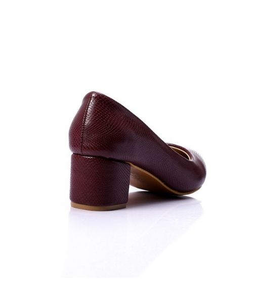 XO Style Faux Leather Heel Shoes For Women - Burgundy