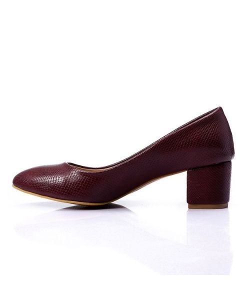 XO Style Faux Leather Heel Shoes For Women - Burgundy