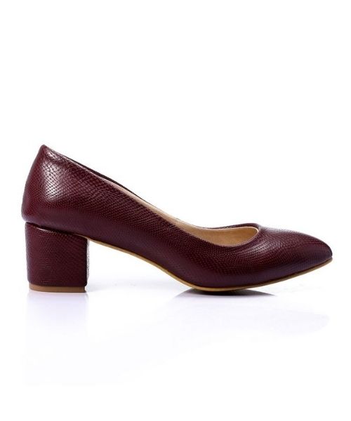 XO Style Faux Leather Heel Shoes For Women - Burgundy