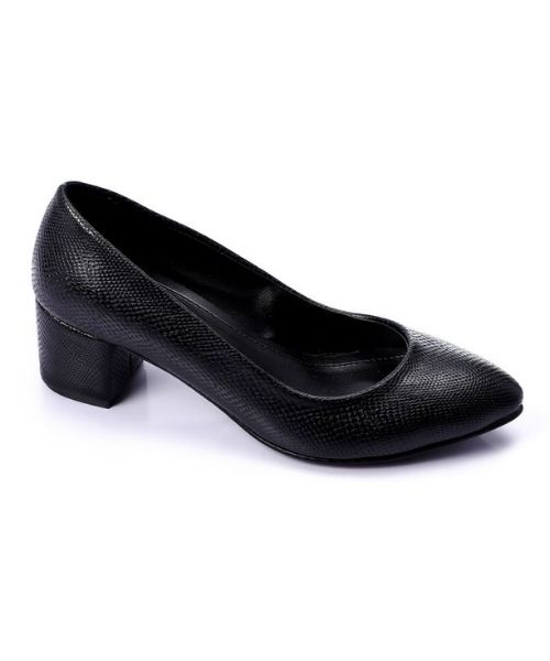 XO Style Faux Leather Heel Shoes For Women - Black