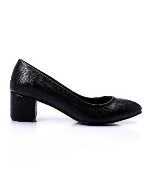 XO Style Faux Leather Heel Shoes For Women - Black