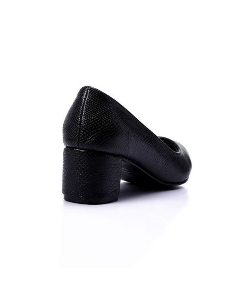 XO Style Faux Leather Heel Shoes For Women - Black