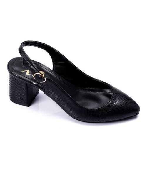 XO Style Faux Leather Heel Shoes For Women - Black