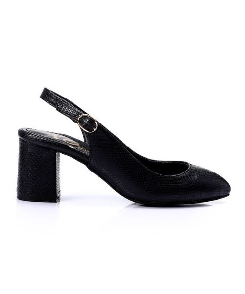 XO Style Faux Leather Heel Shoes For Women - Black