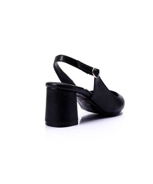 XO Style Faux Leather Heel Shoes For Women - Black