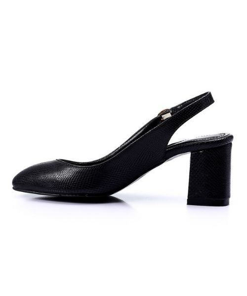 XO Style Faux Leather Heel Shoes For Women - Black