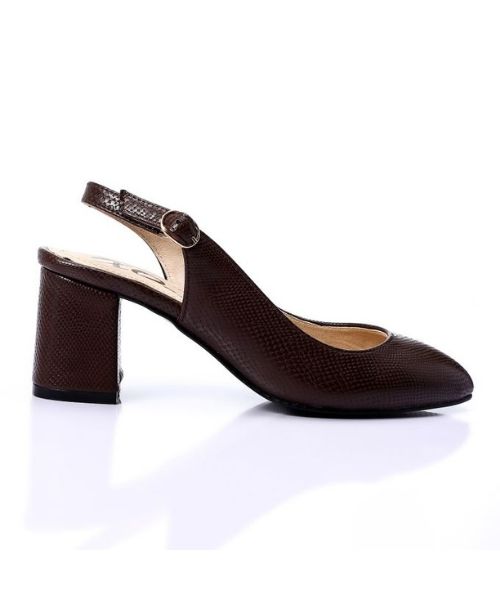 XO Style Faux Leather Heel Shoes For Women - Brown