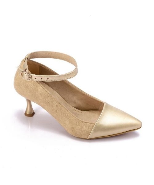 XO Style Heel Shoes For Women - Beige Gold