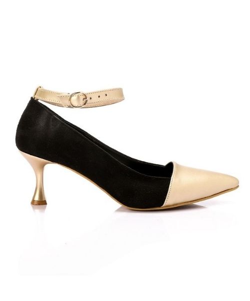 XO Style Heel Shoes For Women - Black Gold