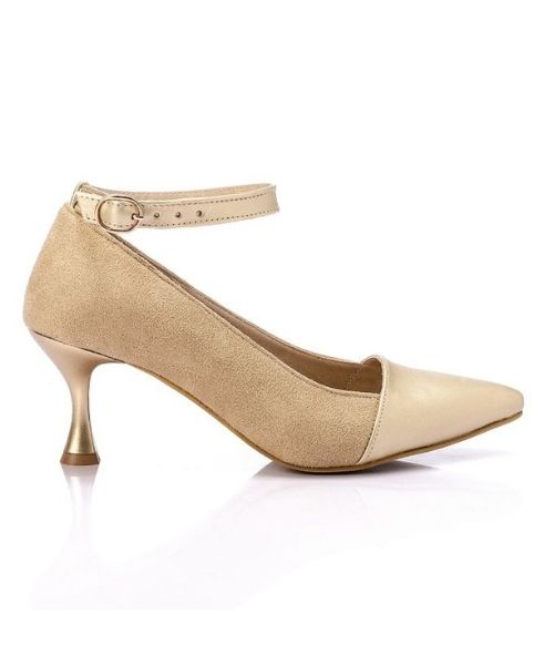 XO Style Heel Shoes For Women - Beige Gold