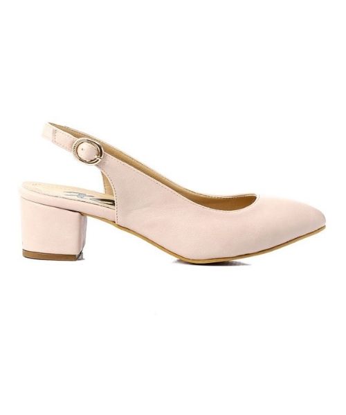 XO Style Faux Leather Heel Shoes For Women - Beige