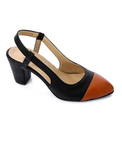 XO Style Faux Leather Heel Shoes For Women - Black Havana