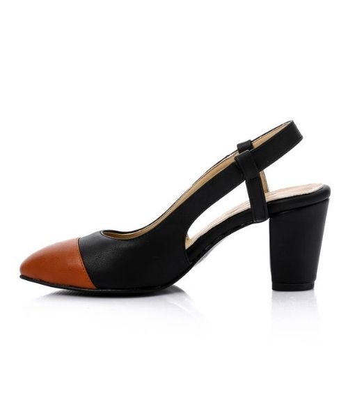 XO Style Faux Leather Heel Shoes For Women - Black Havana