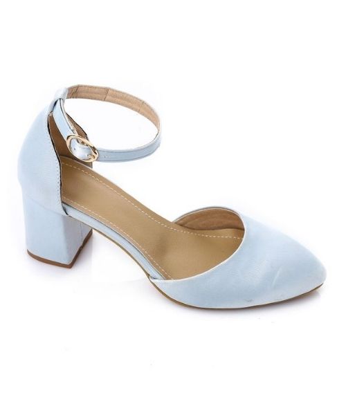 XO Style Faux Leather Heel Shoes For Women - Light Blue