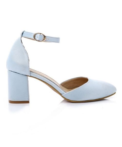 XO Style Faux Leather Heel Shoes For Women - Light Blue