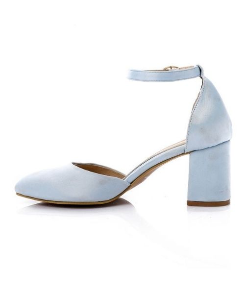 XO Style Faux Leather Heel Shoes For Women - Light Blue