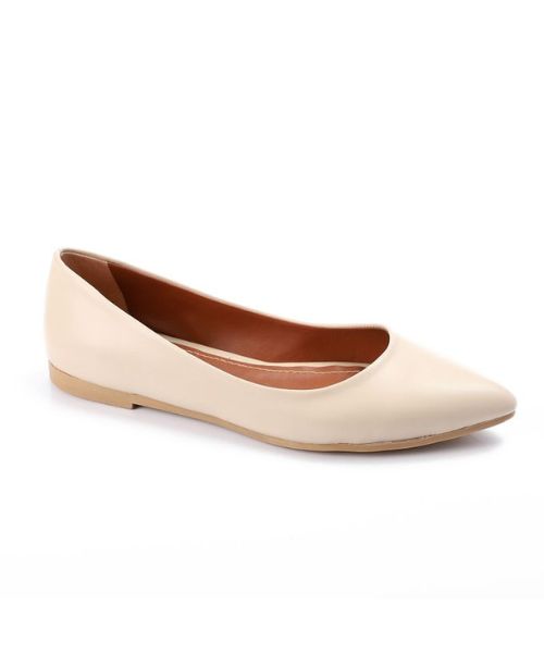 XO Style Solid Flat Shoes Faux Leather For Women - Beige
