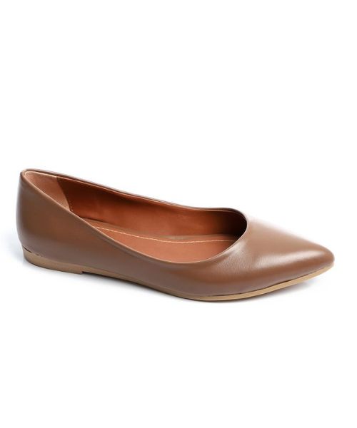 XO Style Solid Flat Shoes Faux Leather For Women - Brown