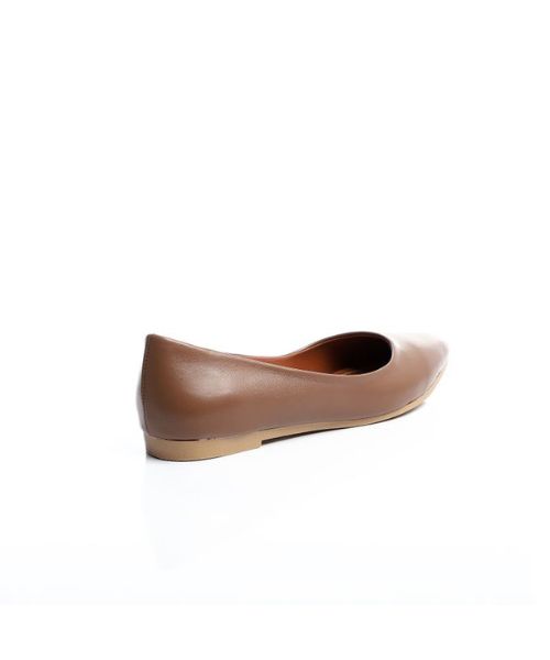 حذاء فلات من اكس او ستايل جلد صناعى سادة للنساء - بني