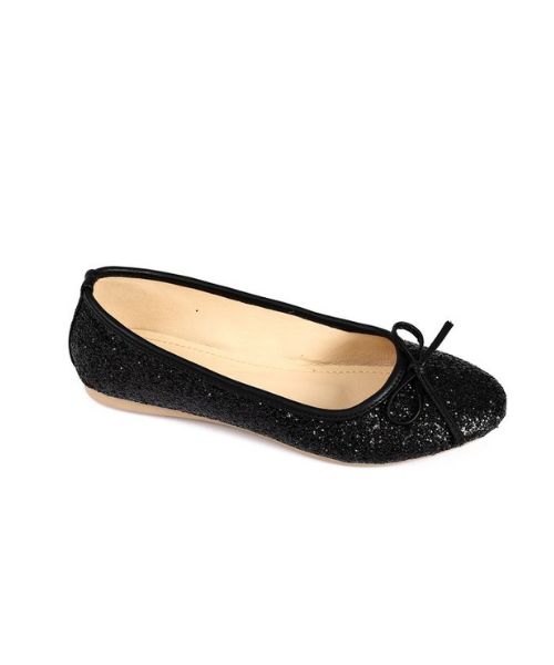 XO Style Decorated With Bow Flat Shoes For Women - Black