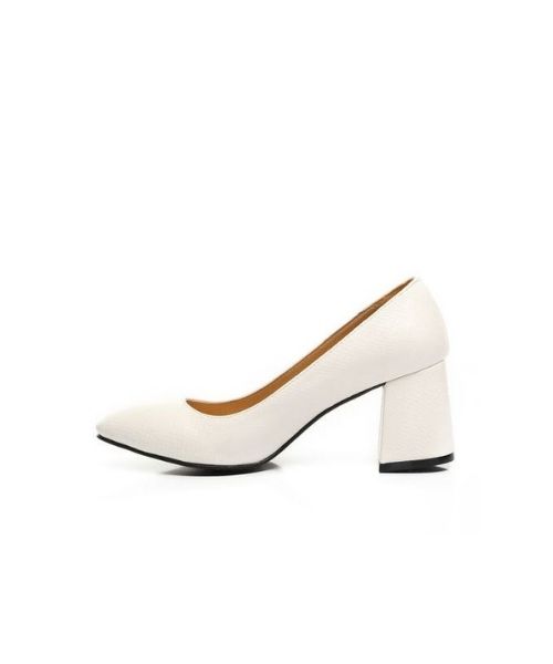 XO Style Faux Leather Heel Shoes For Women - Off White