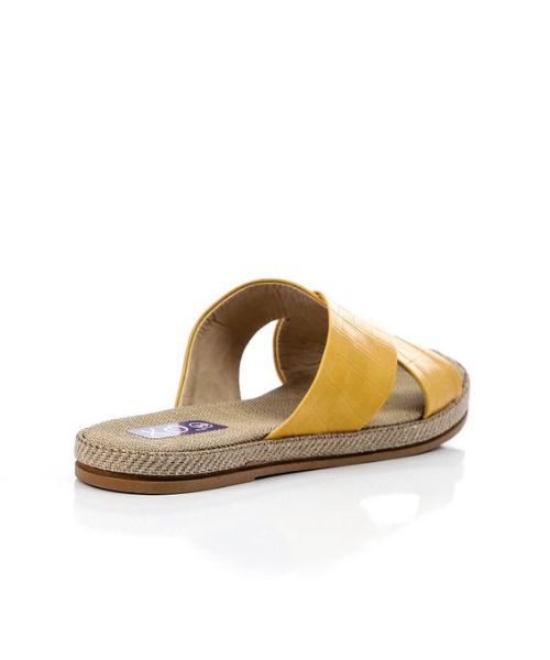 XO Style Faux Leather Solid Sildes Slipper Flat For Women - Yellow