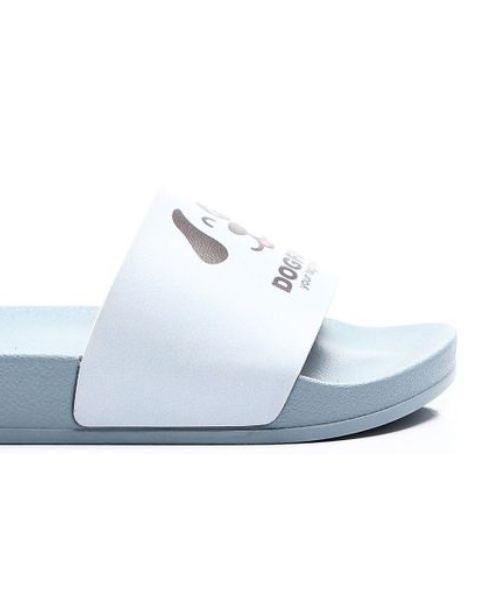 XO Style Printed Sildes Slipper Flat For Kids - Light Blue White
