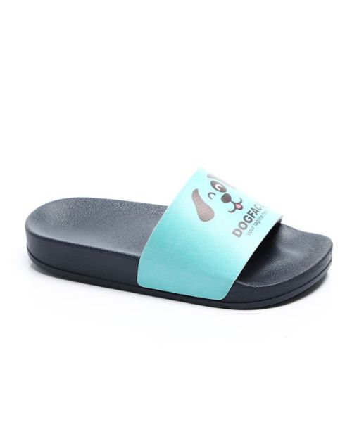 XO Style Printed Sildes Slipper Flat For Kids - Navy Turquoise