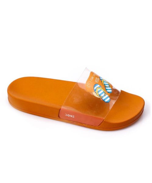 XO Style Printed Sildes Slipper Flat For Women - Orange