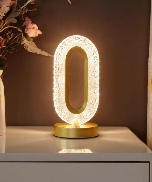 Touch Oval Crystal Lamp With 3 Lighting Levels - Transparent