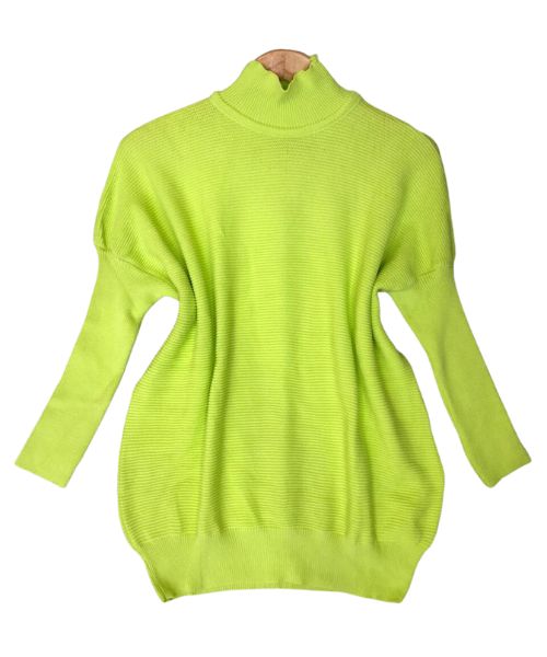 Solid Pullover Full Sleeve High Neck For Women - Light Green