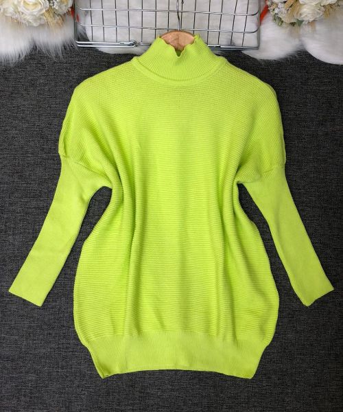 Solid Pullover Full Sleeve High Neck For Women - Light Green