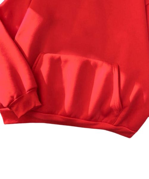 Solid Milton Hoodie Full Sleeve With Capiccio For Women - Red