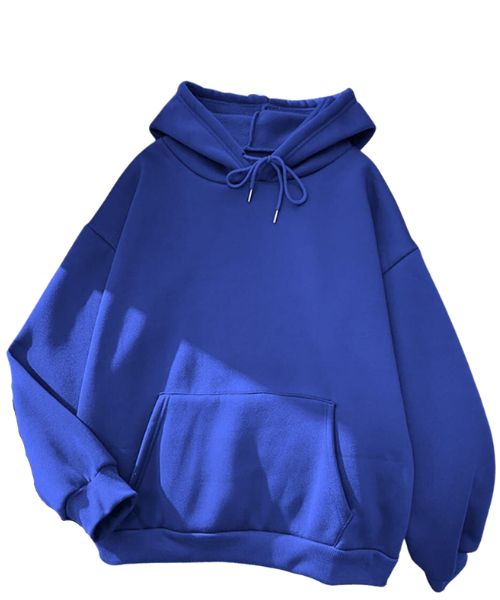 Solid Milton Hoodie Full Sleeve With Capiccio For Women - Blue