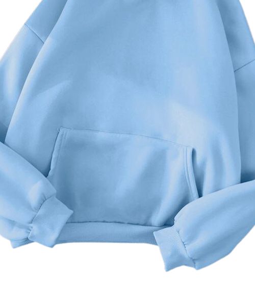 Solid Milton Hoodie Full Sleeve With Capiccio For Women - Light Blue