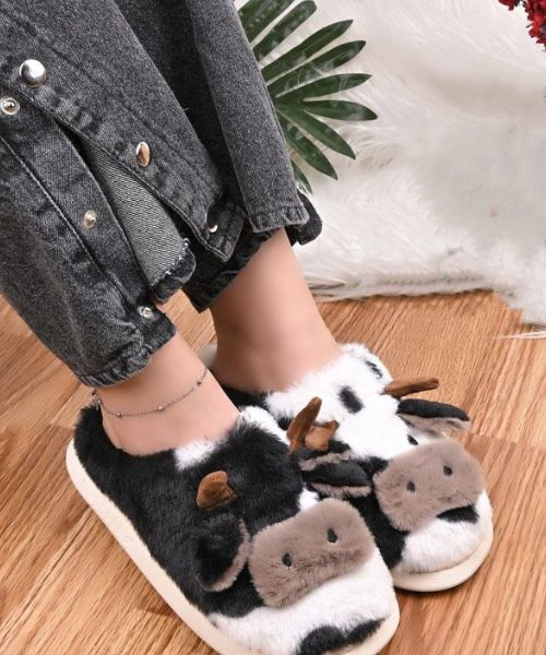 Cow print online slippers