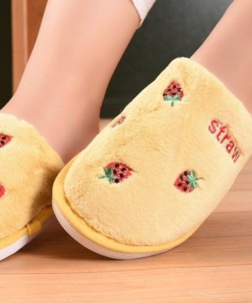 Strawberry Fuzzy Slippers for Women