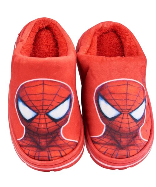 Spider Man Patrined Fur Winter Slipper Flat For Boys - Red