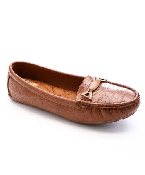 XO Style Patterned Ballerina Faux Leather For Women - Havana