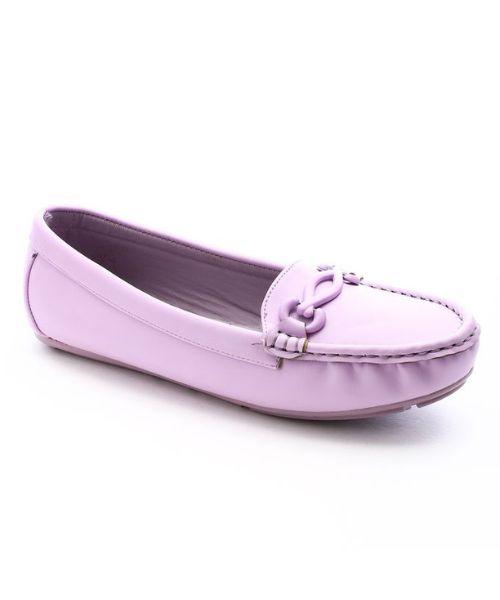 XO Style Solid Ballerina Faux Leather For Women - Purple
