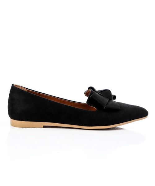 XO Style Decorated With Bow Ballerina Shamoa For Women - Black