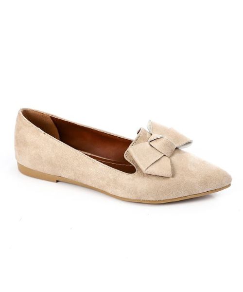 XO Style Decorated With Bow Ballerina Shamoa For Women - Beige